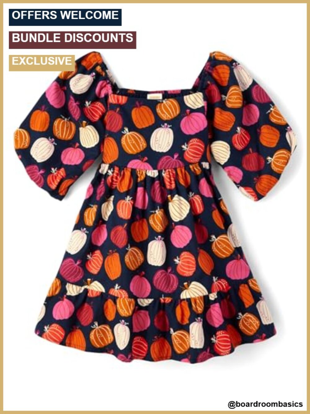 Toddler Girls Tiered Dress Smocked Back Puff Sleeve Pullover Ruffle Hem